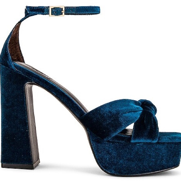 House of Harlow 1960 Shoes - House of Harlow Blue Velvet Heels, Size 7.5